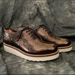 Grenson Emily Oxford in Chocolate Metallic with White Platform Sole